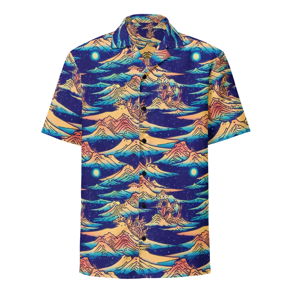 Mystical Mountain Mirage on Button Shirt — Front
