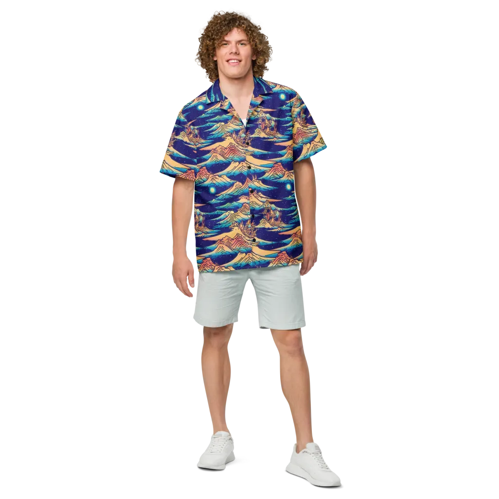 Mystical Mountain Mirage on Button Shirt — Front