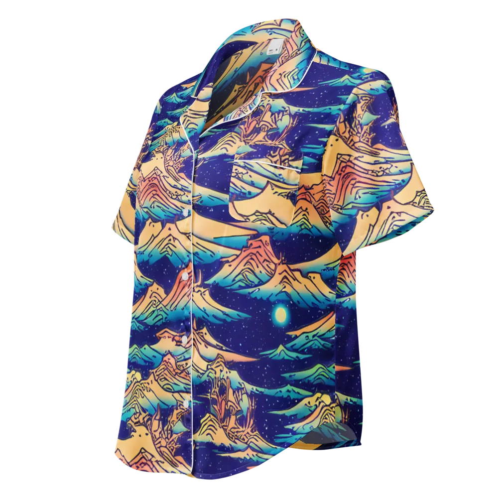 Mystical Mountain Mirage on Women's Short Sleeve Pajama Top — Left Front