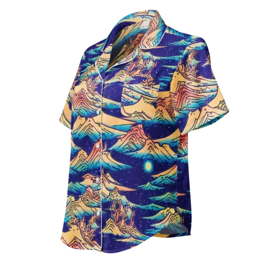 Mystical Mountain Mirage on a Women's Short Sleeve Pajama Top