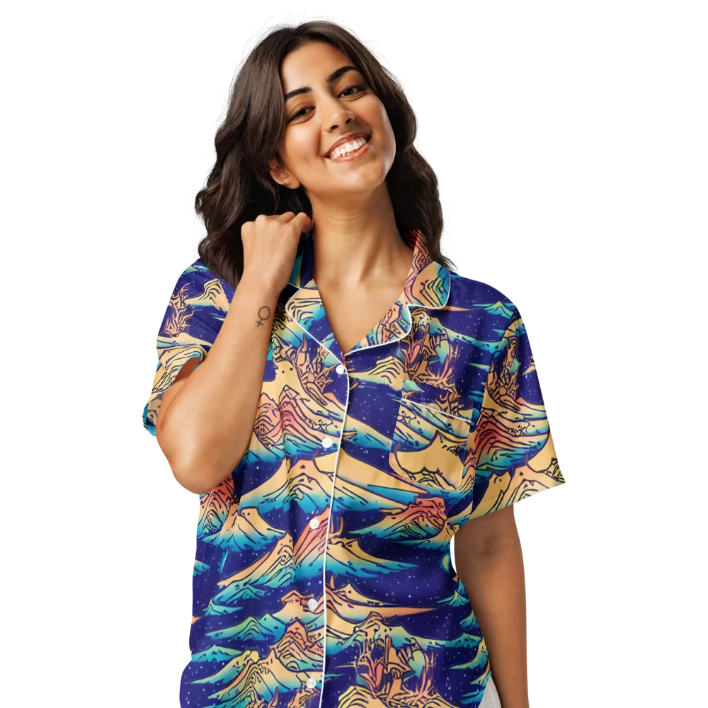 Mystical Mountain Mirage on Women's Short Sleeve Pajama Top — Front
