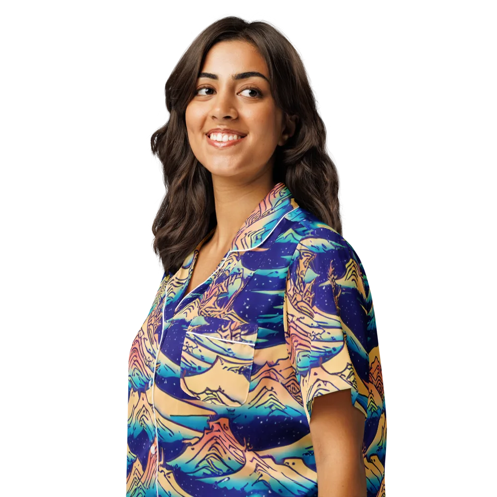 Mystical Mountain Mirage on Women's Short Sleeve Pajama Top — Left Front