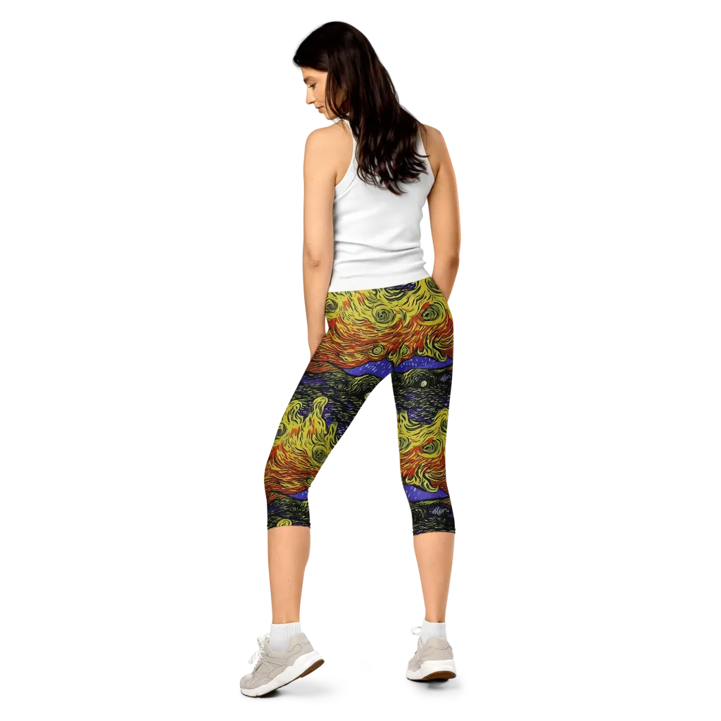 Dancing Solar Flare on Capri Leggings — Back
