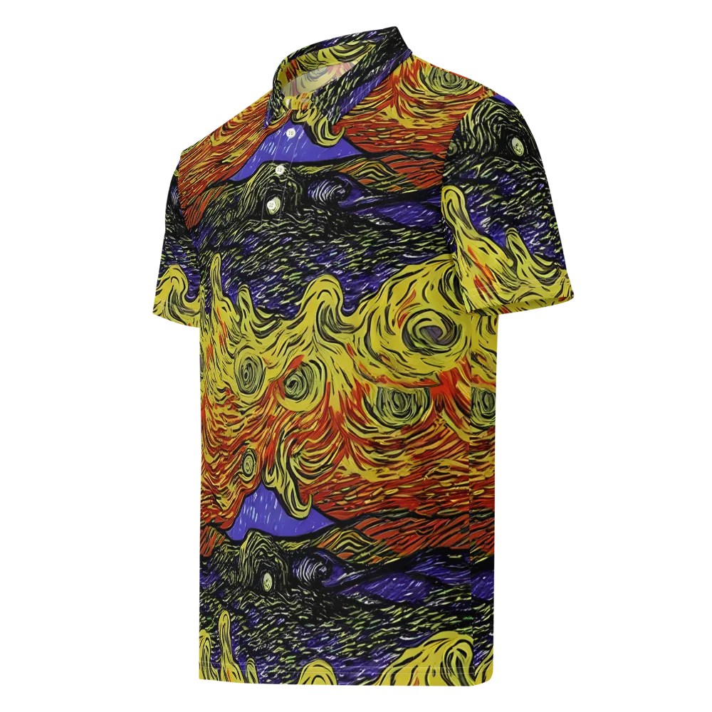 Dancing Solar Flare on Men's Slim Fit Polo Shirt — Left Front