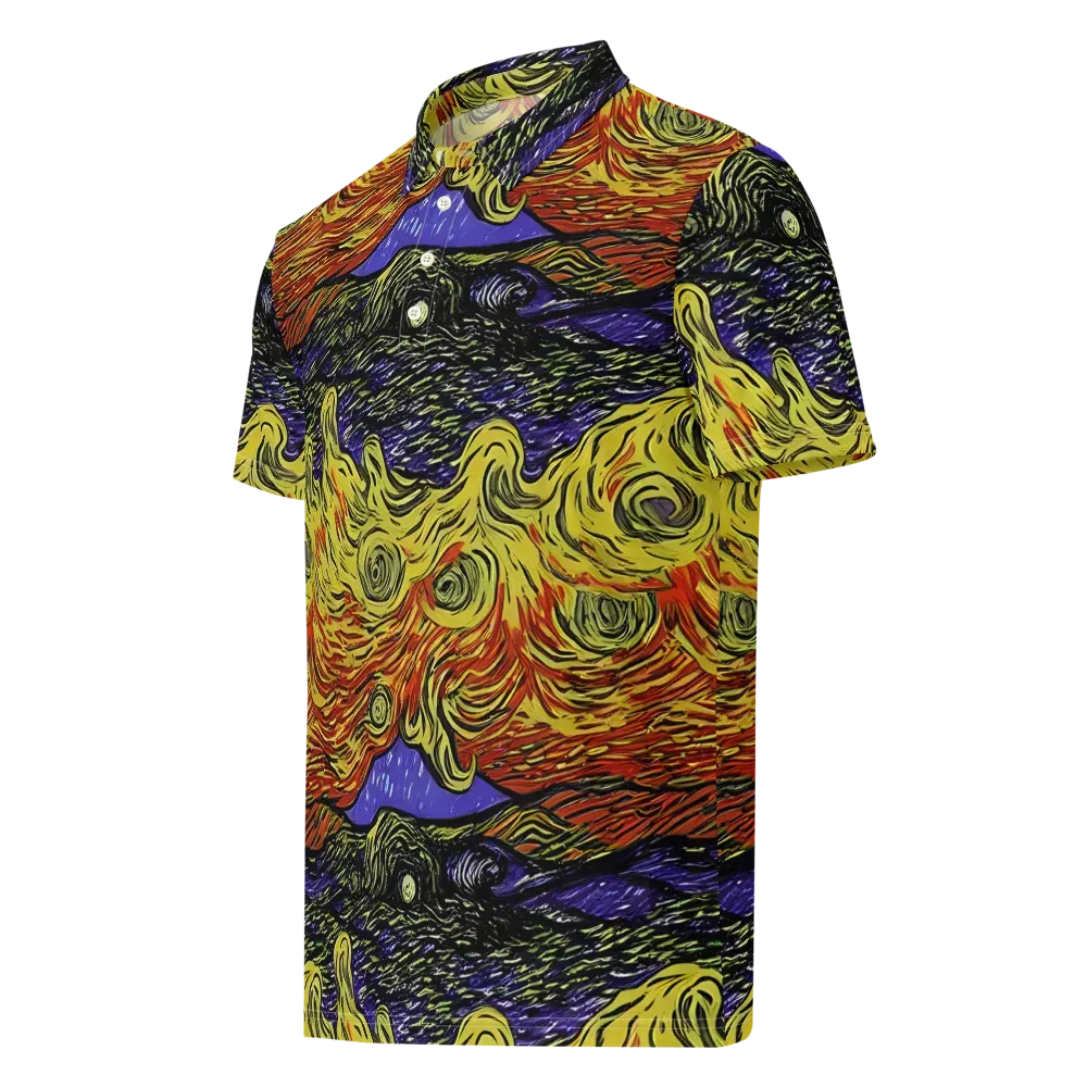 Dancing Solar Flare on Men's Slim Fit Polo Shirt — Left Front