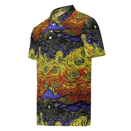 Dancing Solar Flare on a Men's Slim Fit Polo Shirt