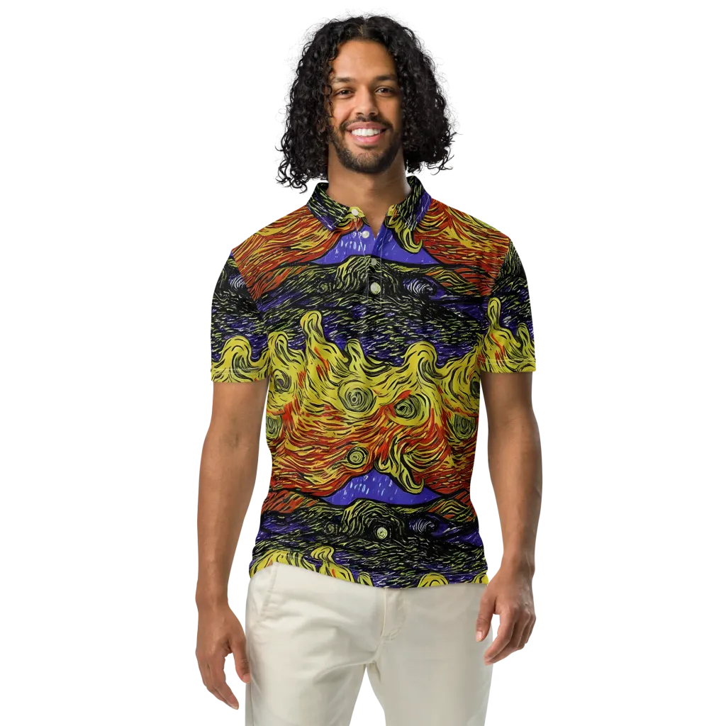 Dancing Solar Flare on Men's Slim Fit Polo Shirt — Front