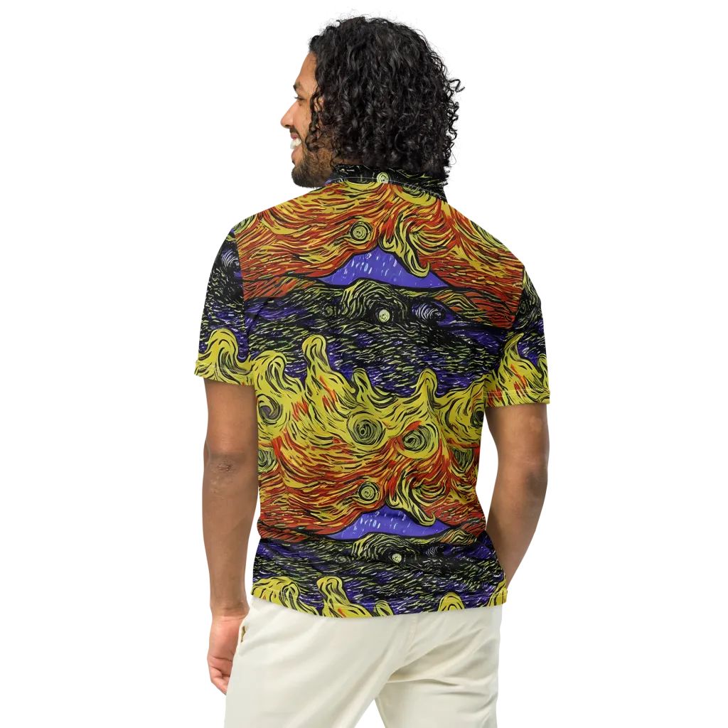 Dancing Solar Flare on Men's Slim Fit Polo Shirt — Back