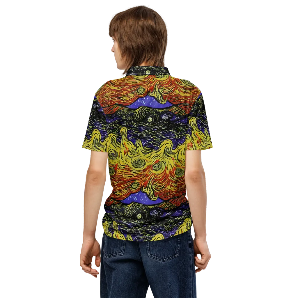 Dancing Solar Flare on Men's Slim Fit Polo Shirt — Back