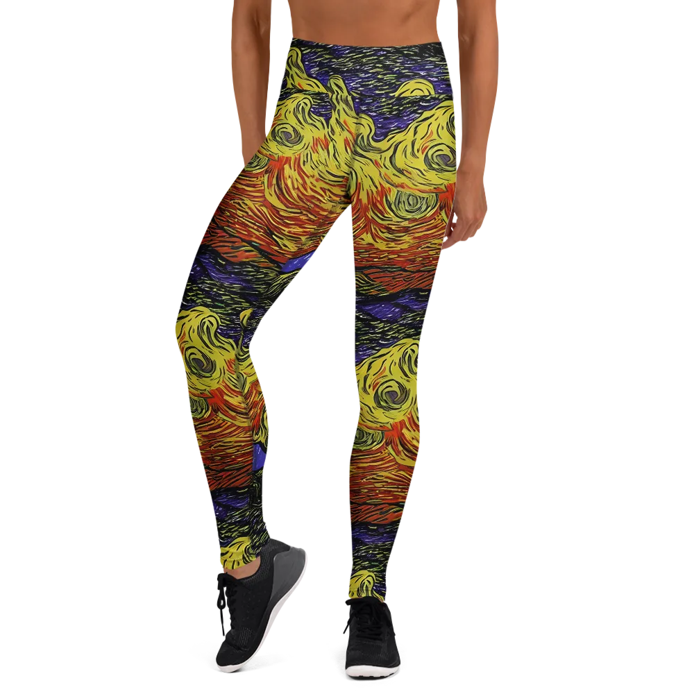 Dancing Solar Flare on Yoga Leggings — Front