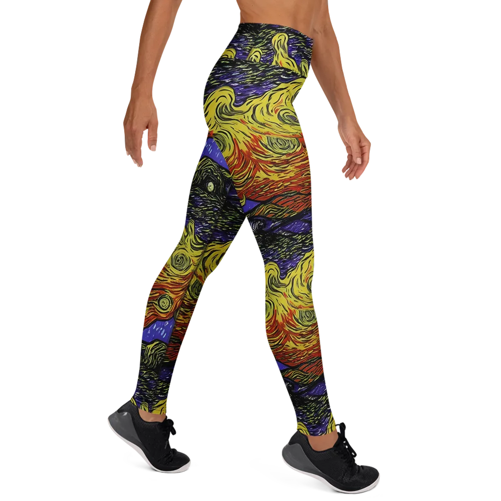 Dancing Solar Flare on Yoga Leggings — Right