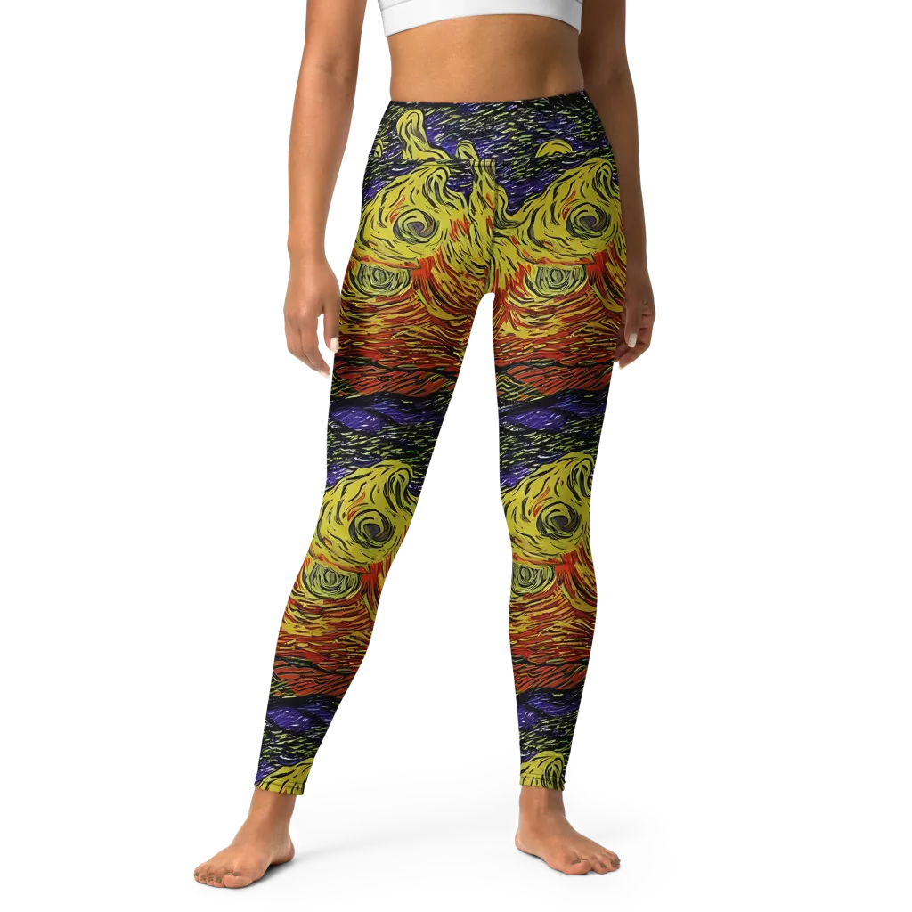 Dancing Solar Flare on Yoga Leggings — Front