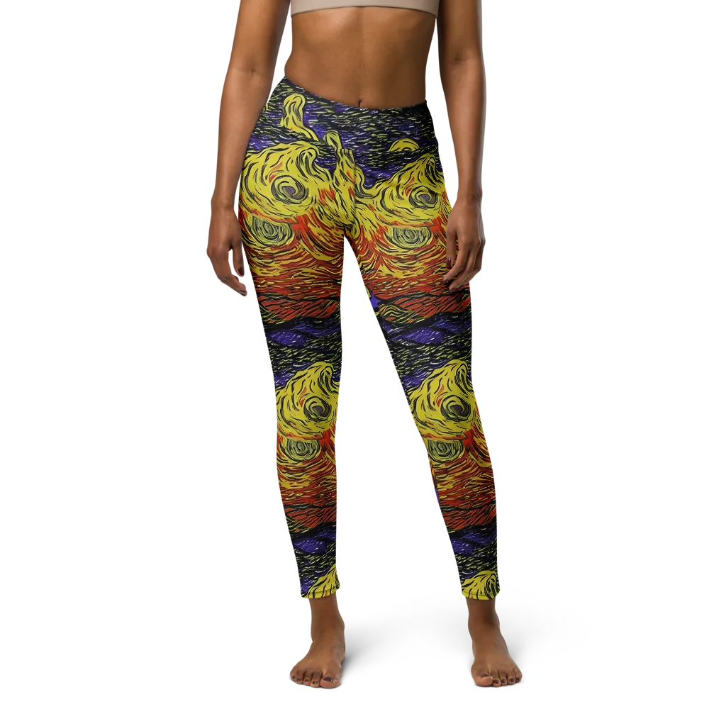 Dancing Solar Flare on Yoga Leggings — Front