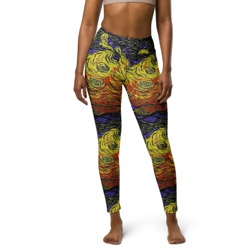 Dancing Solar Flare on a Yoga Leggings