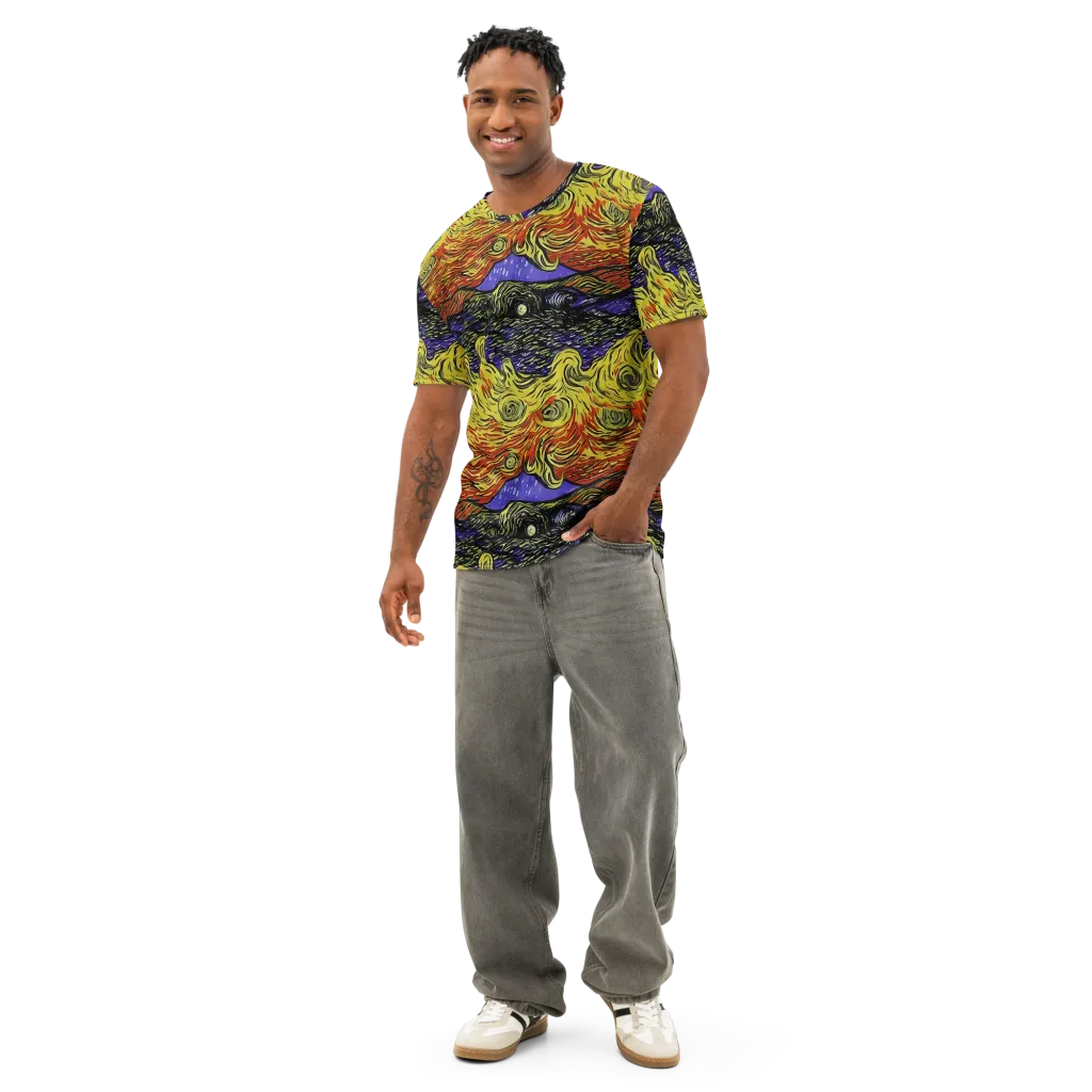 Dancing Solar Flare on Men's Cotton Crew Neck T-Shirt — Front
