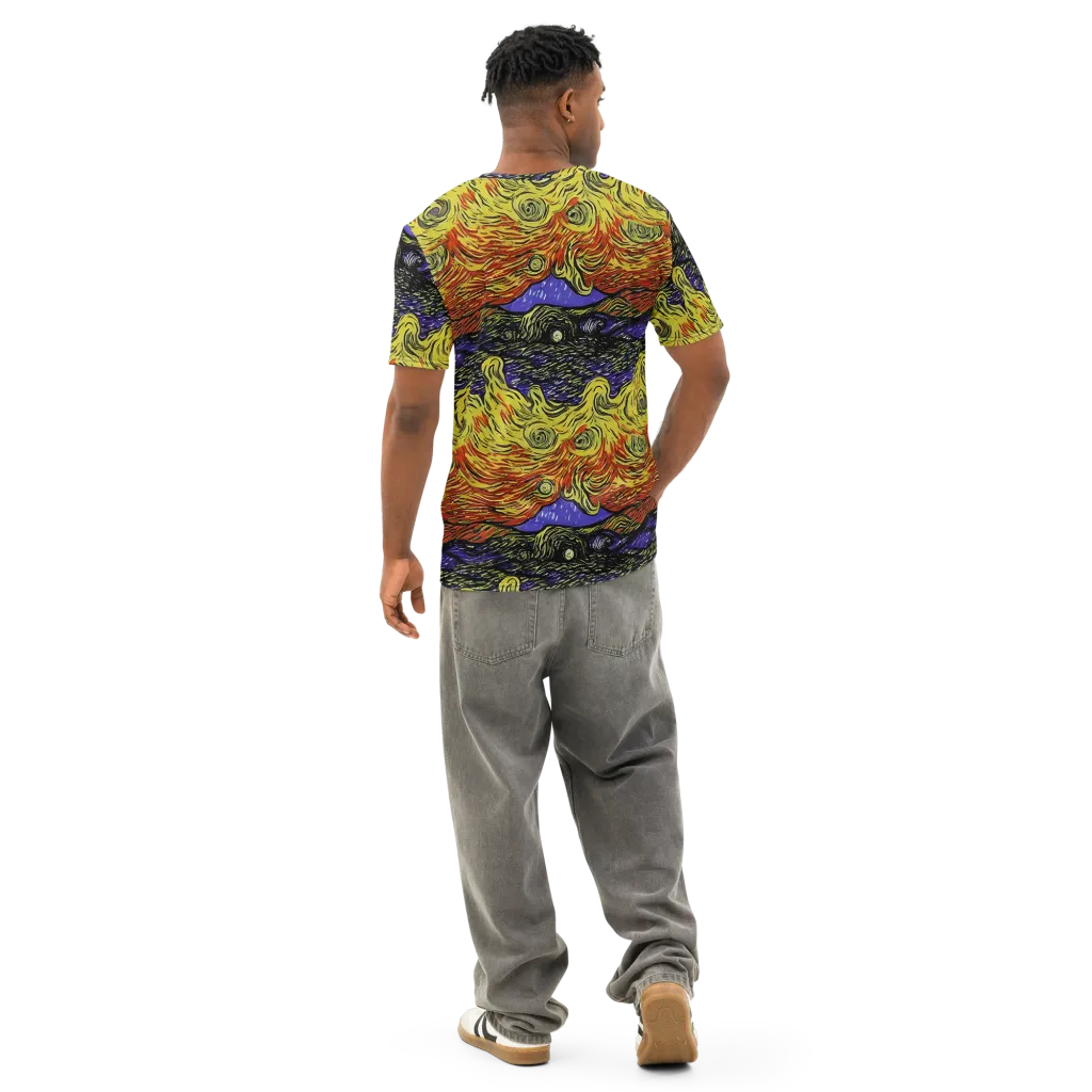 Dancing Solar Flare on Men's Cotton Crew Neck T-Shirt — Back