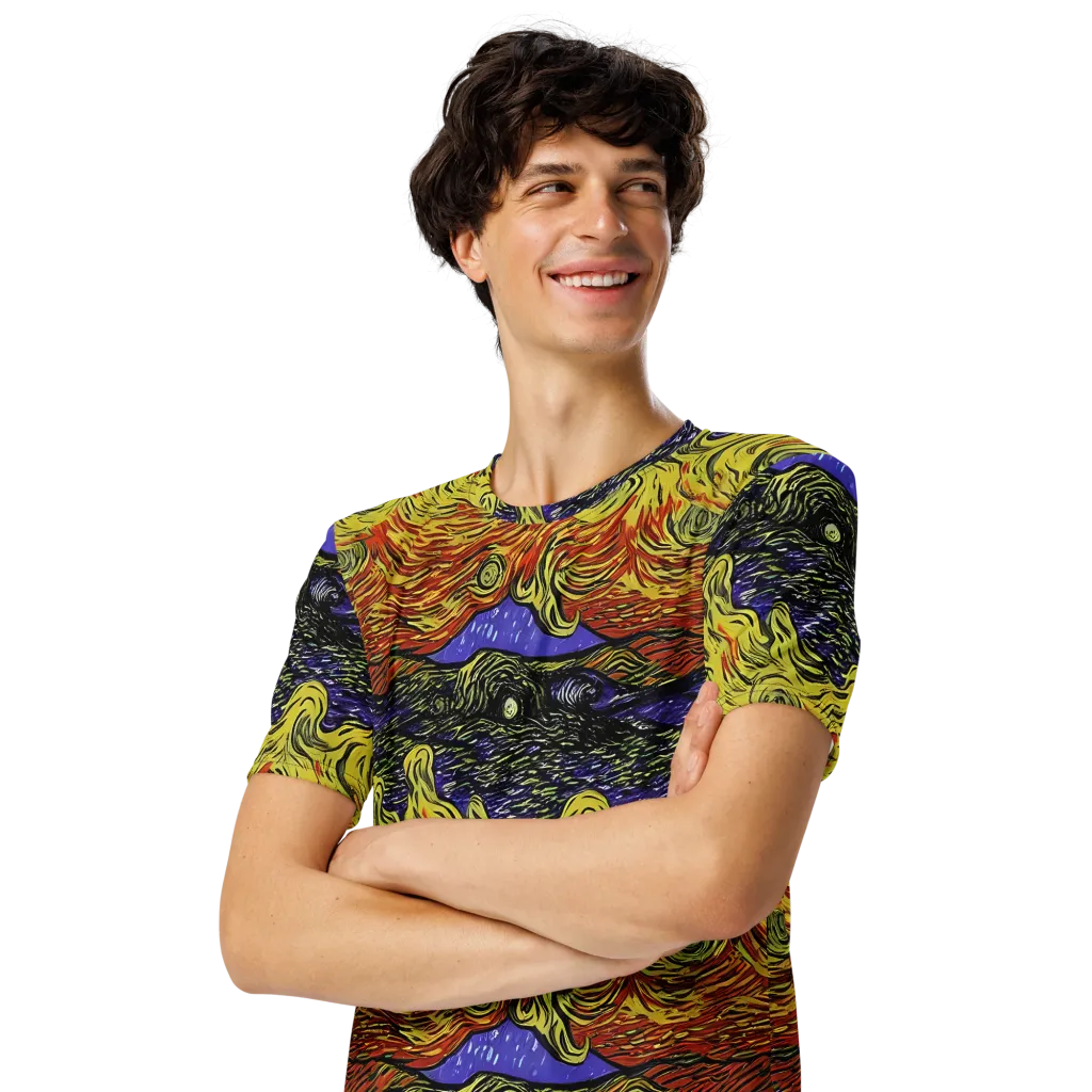 Dancing Solar Flare on Men's Crew Neck T-Shirt — Left Front