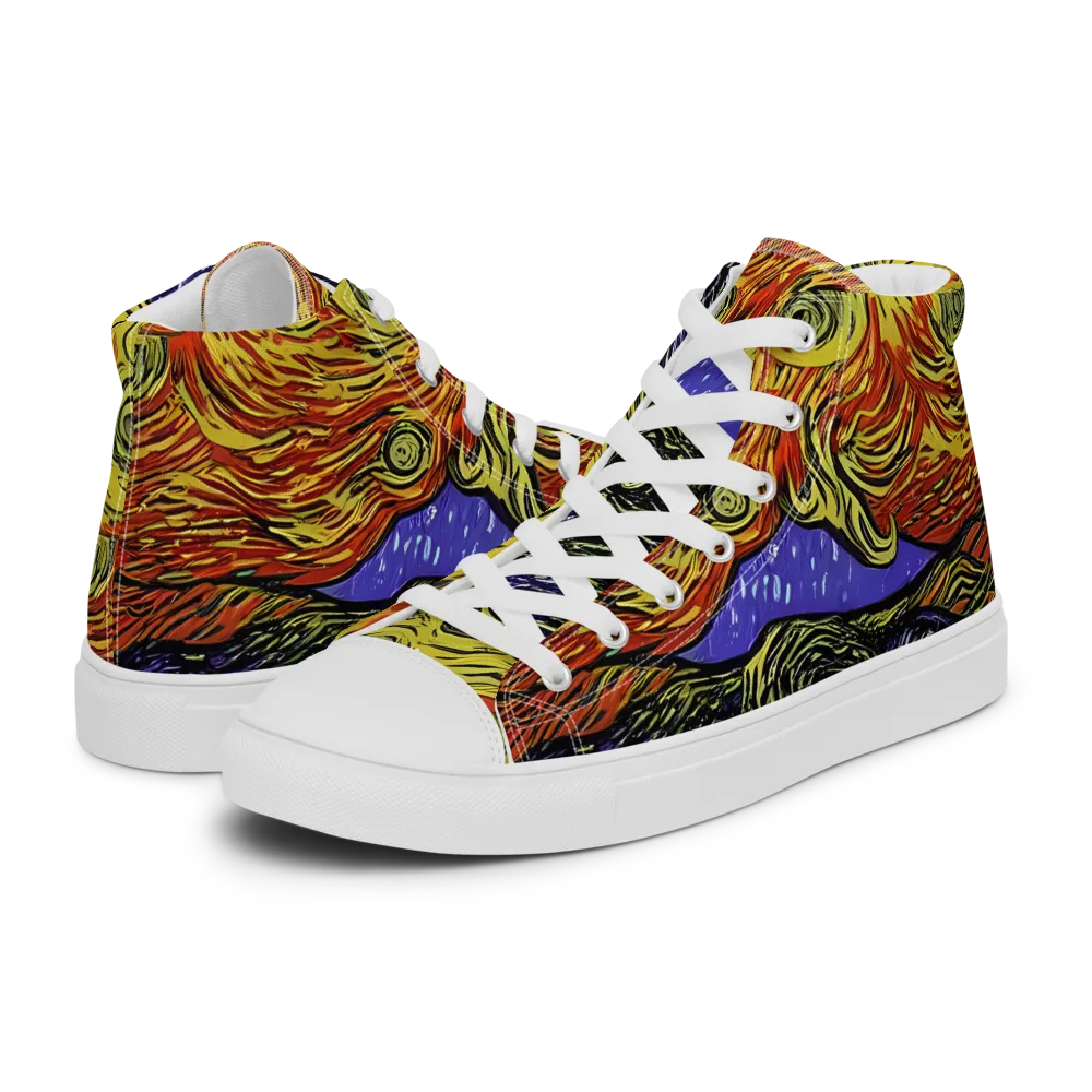 Dancing Solar Flare on Men's High Top Canvas Shoes — Left