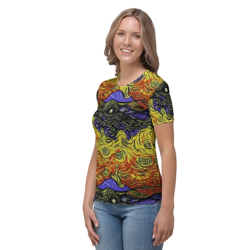 Dancing Solar Flare on Women's Crew Neck T-Shirt — Left