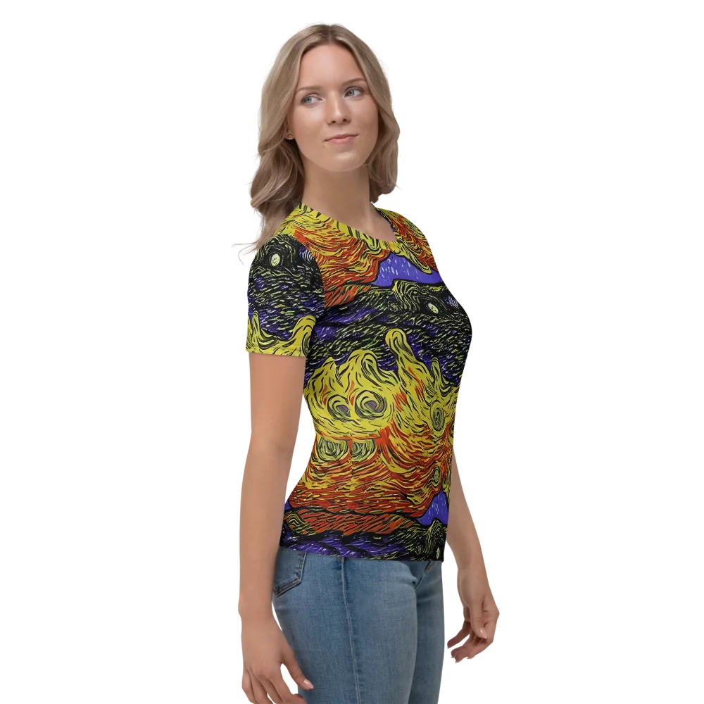 Dancing Solar Flare on Women's Crew Neck T-Shirt — Right