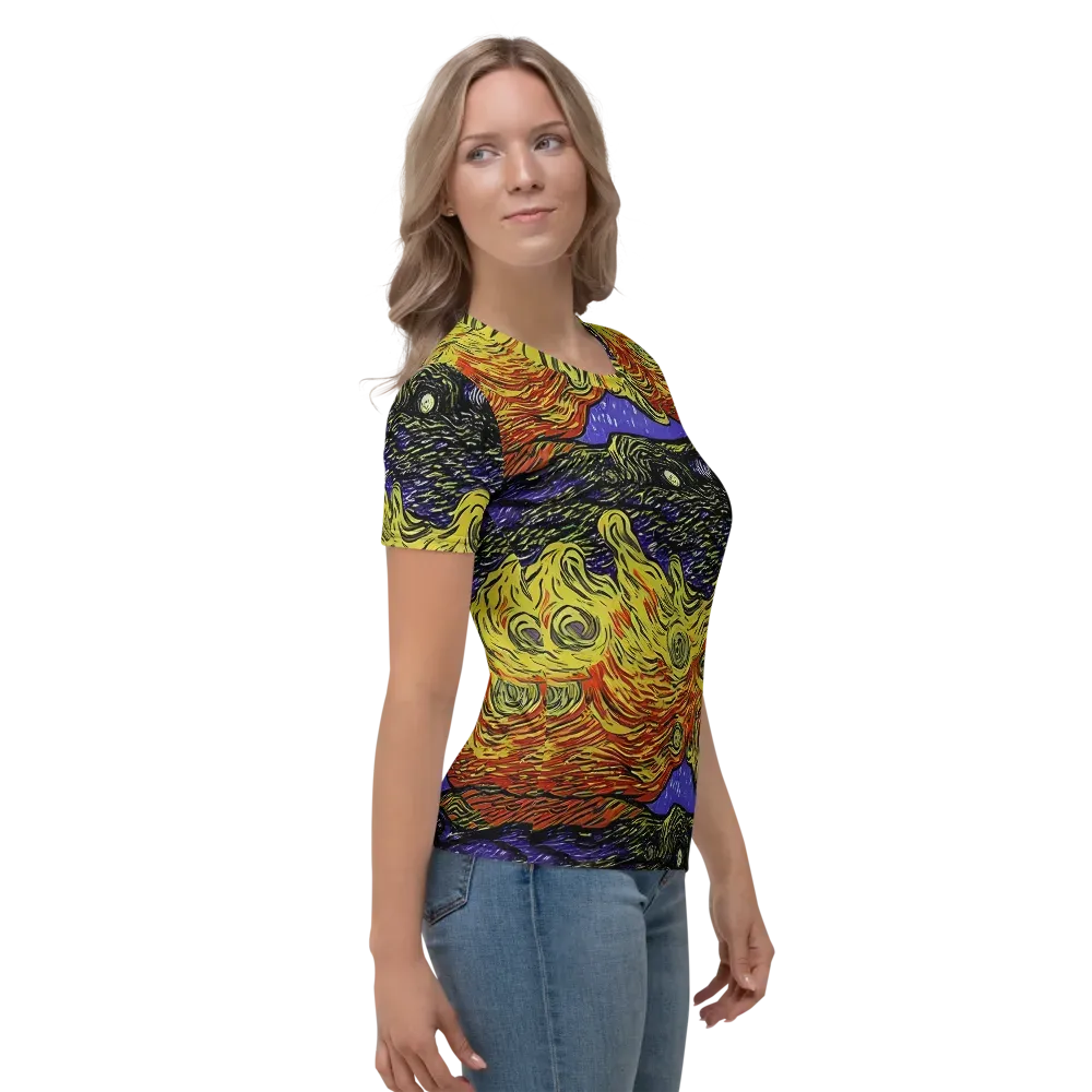 Dancing Solar Flare on Women's Crew Neck T-Shirt — Right