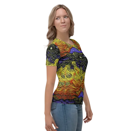 Dancing Solar Flare on a Women's Crew Neck T-Shirt