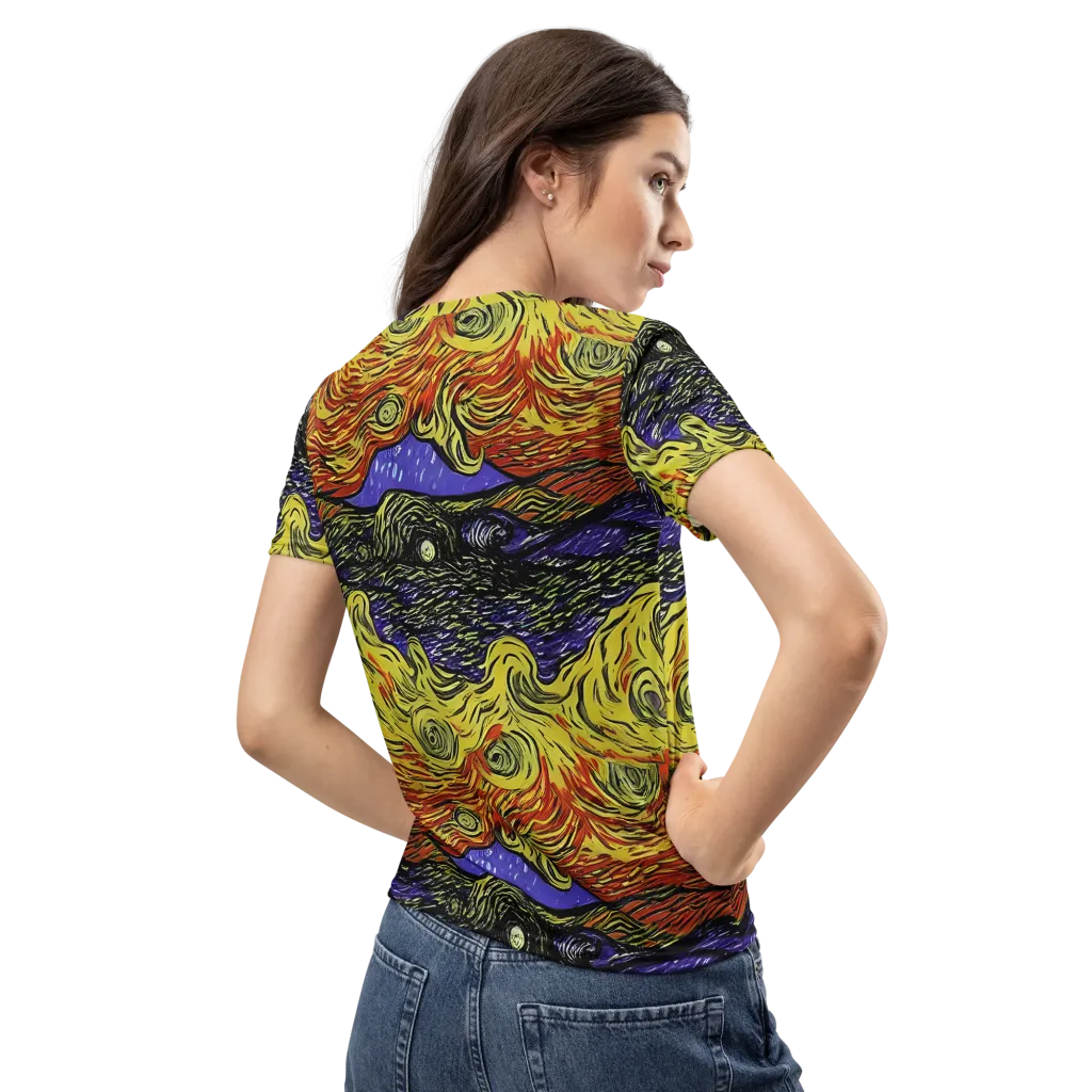 Dancing Solar Flare on Women's Crew Neck T-Shirt — Back