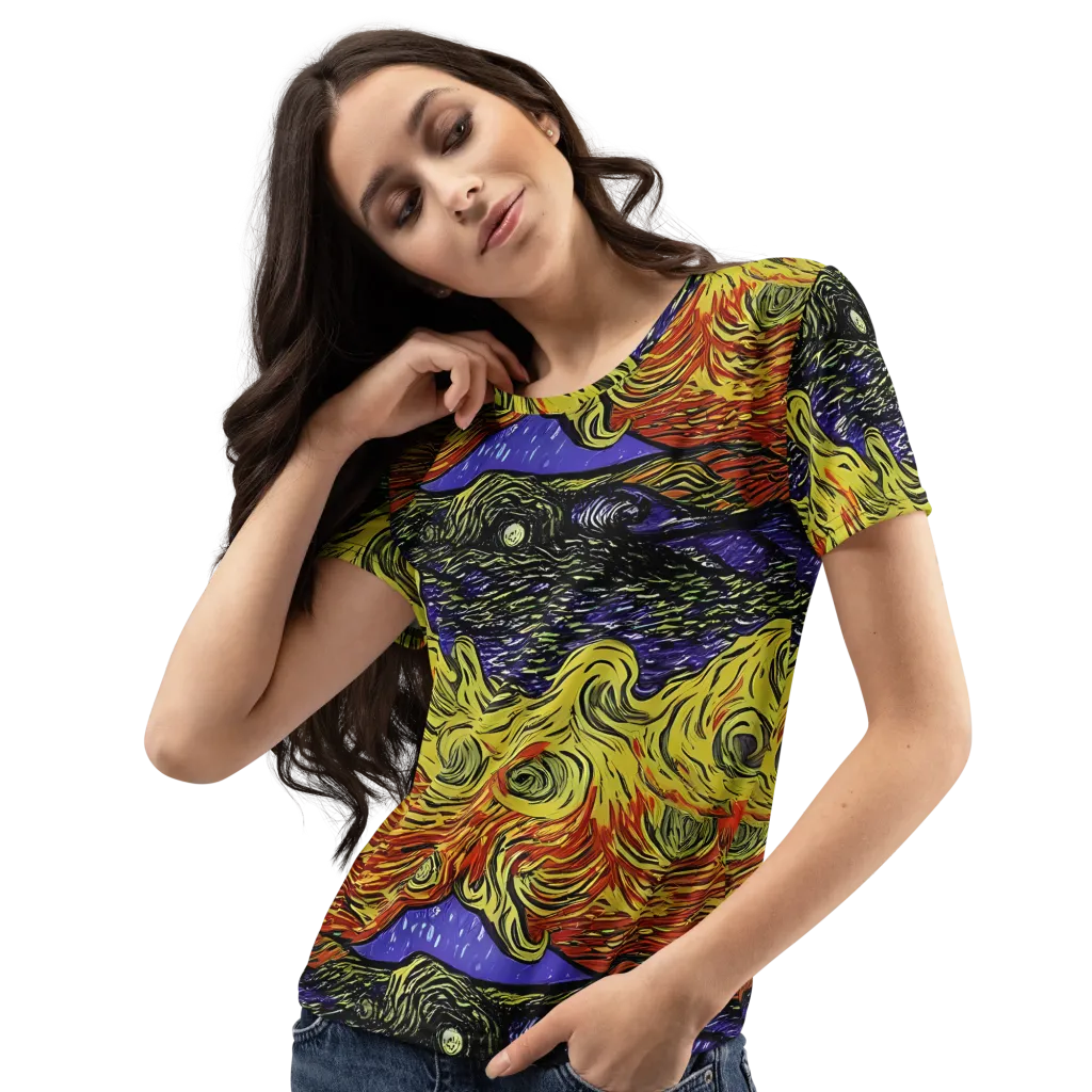 Dancing Solar Flare on Women's Crew Neck T-Shirt — Left Front