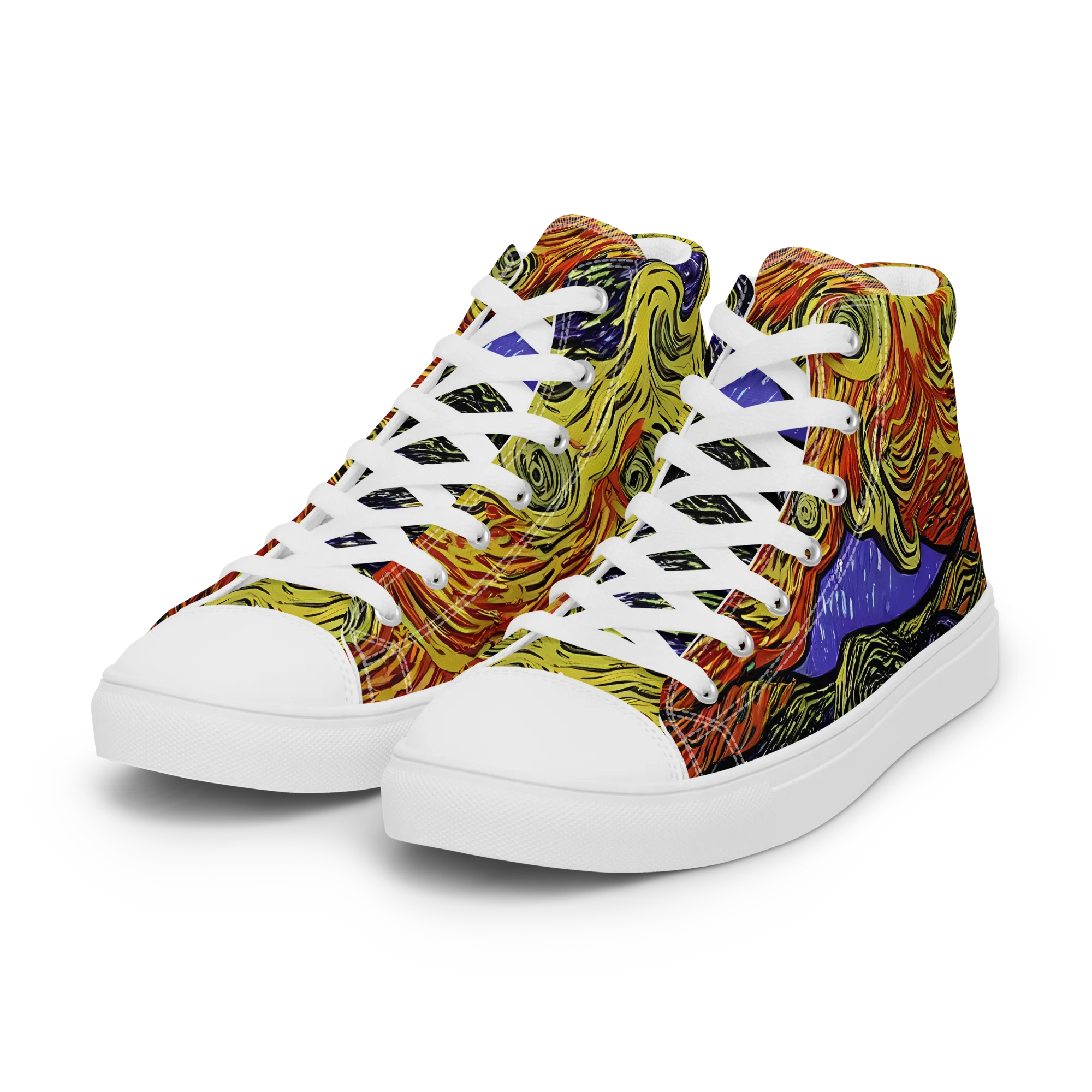 Dancing Solar Flare on Women's High Top Canvas Shoes — Left Front