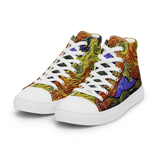 Dancing Solar Flare on a Women's High Top Canvas Shoes