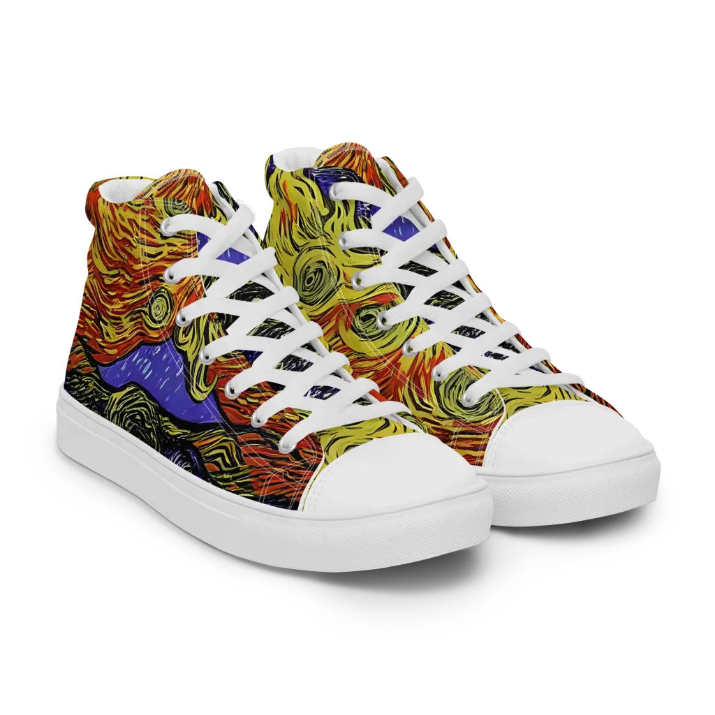 Dancing Solar Flare on Women's High Top Canvas Shoes — Right Front