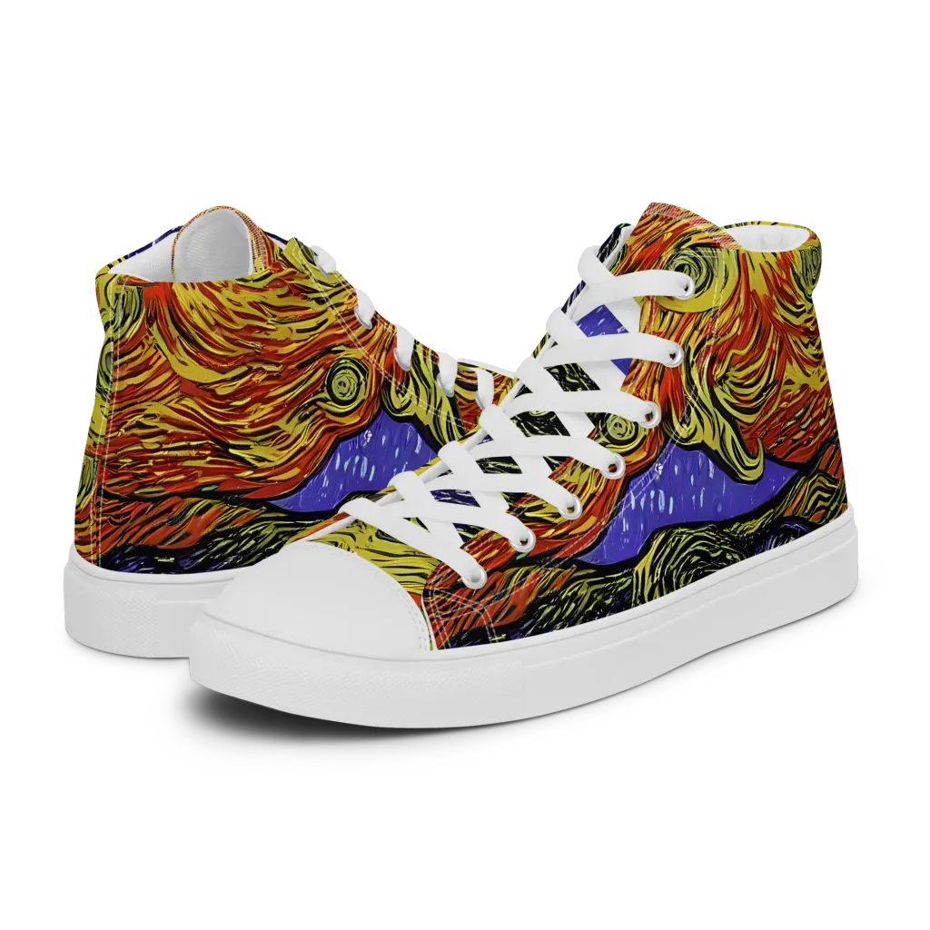 Dancing Solar Flare on Women's High Top Canvas Shoes — Left