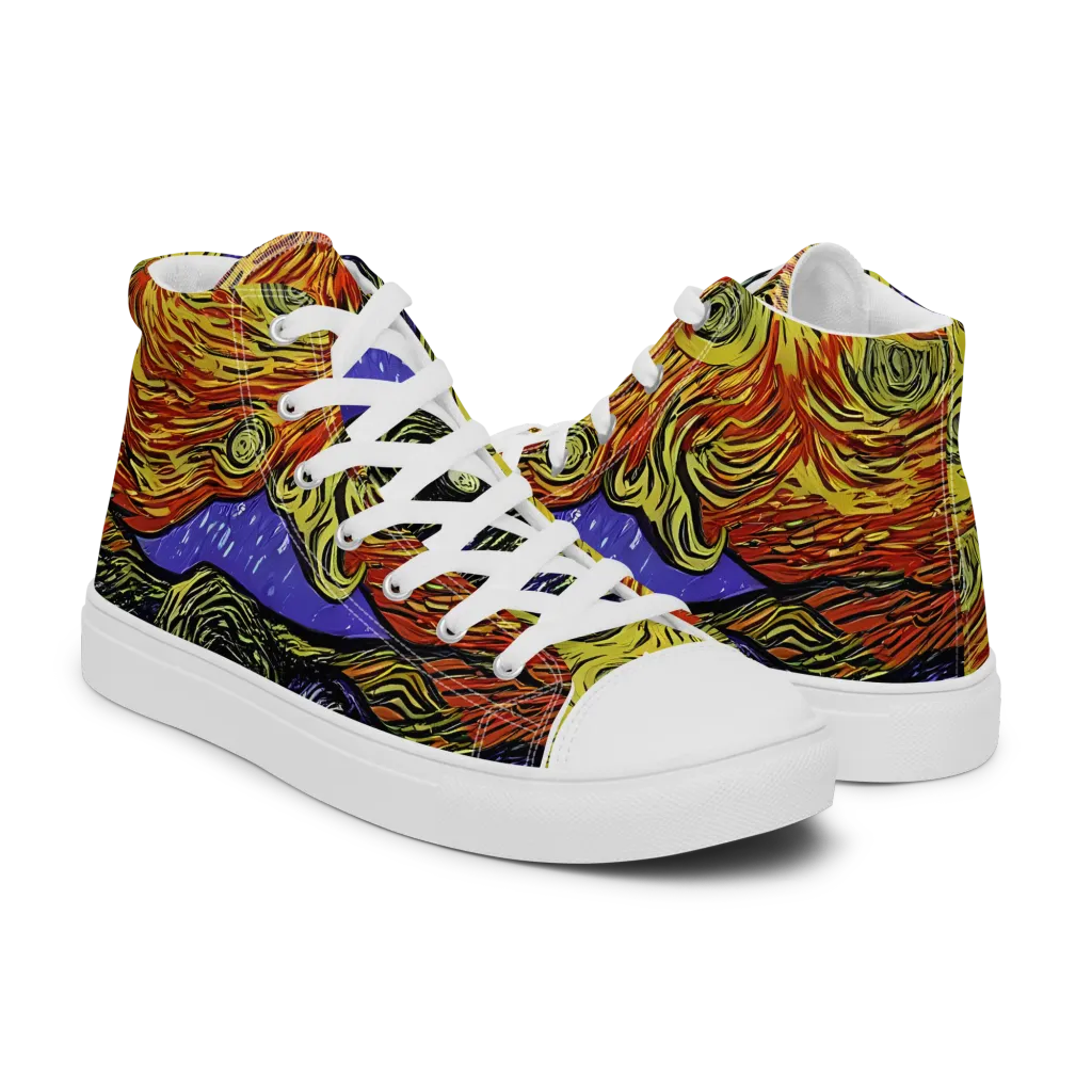 Dancing Solar Flare on Women's High Top Canvas Shoes — Right