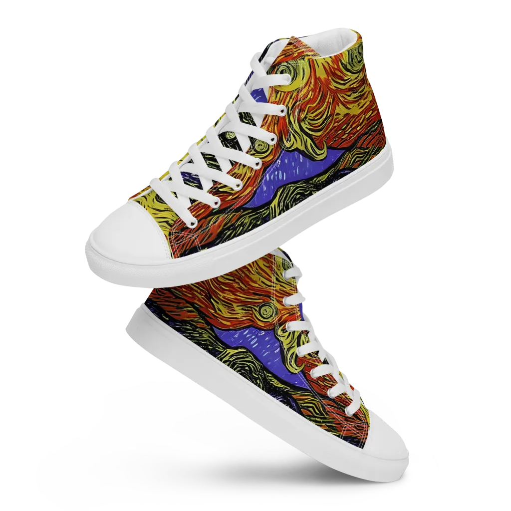 Dancing Solar Flare on Women's High Top Canvas Shoes — Front