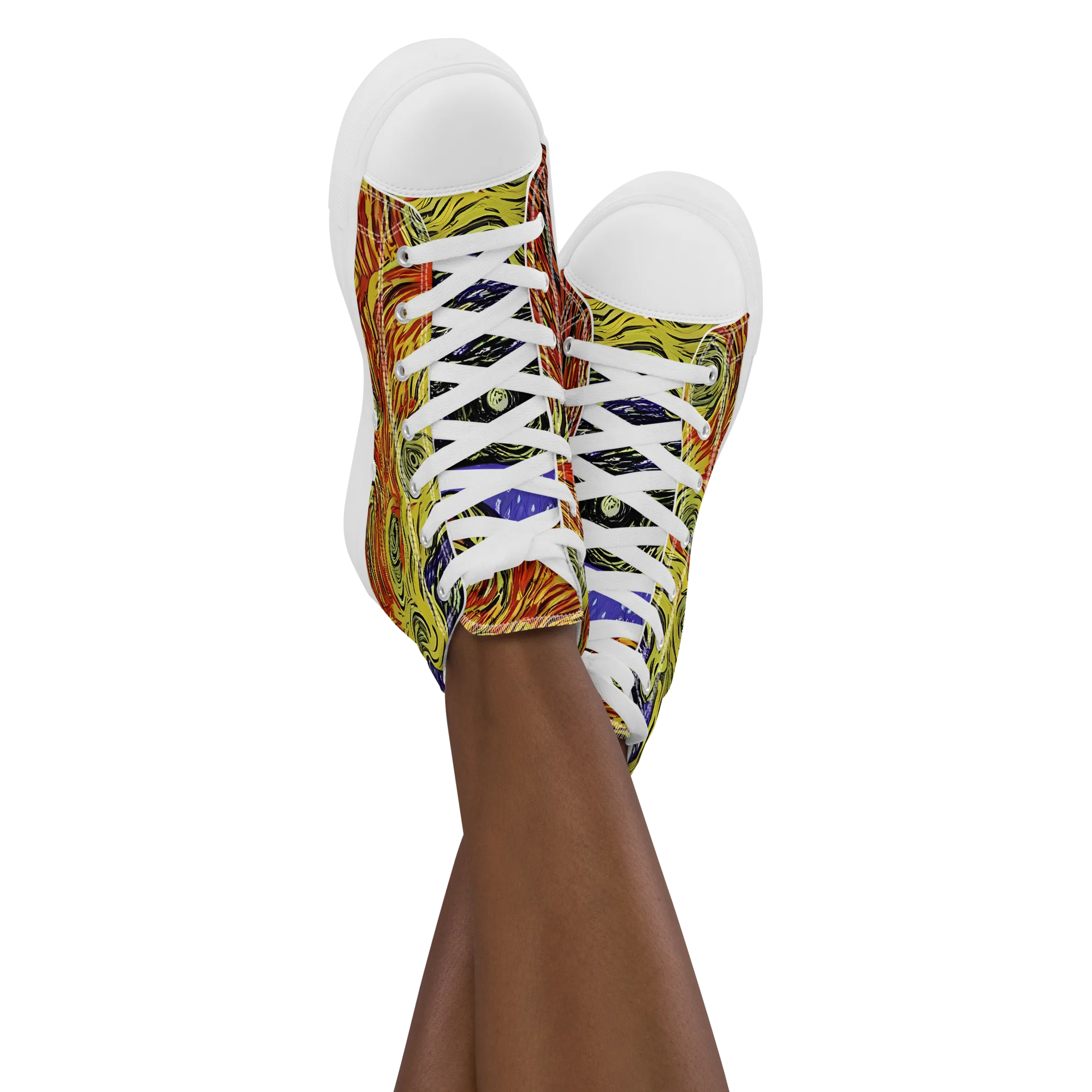 Dancing Solar Flare on Women's High Top Canvas Shoes — Front