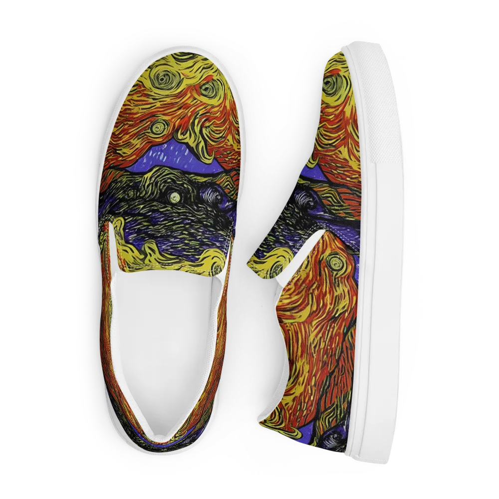 Dancing Solar Flare on Men's Slip-On Canvas Shoes — Front
