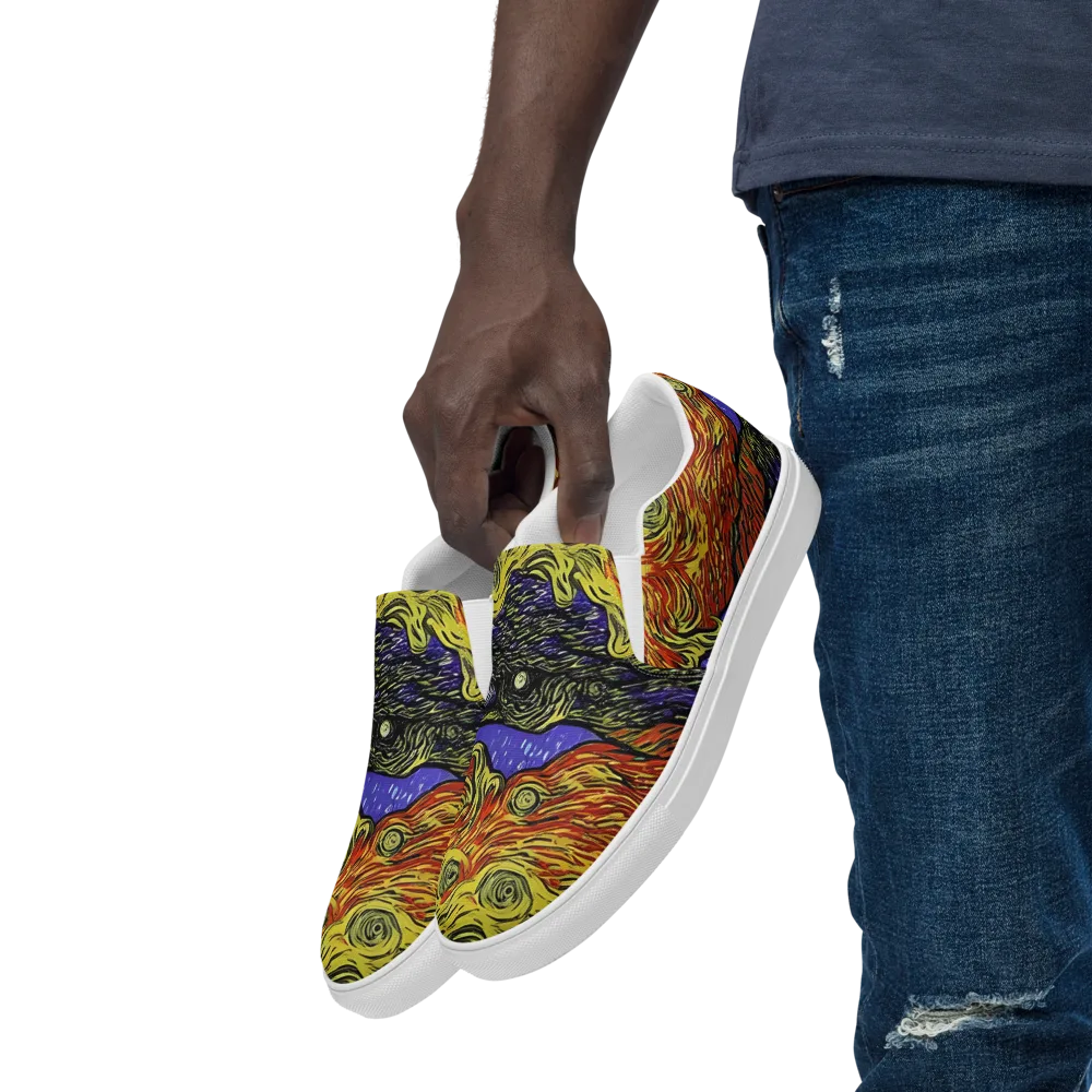 Dancing Solar Flare on Men's Slip-On Canvas Shoes — Left Front