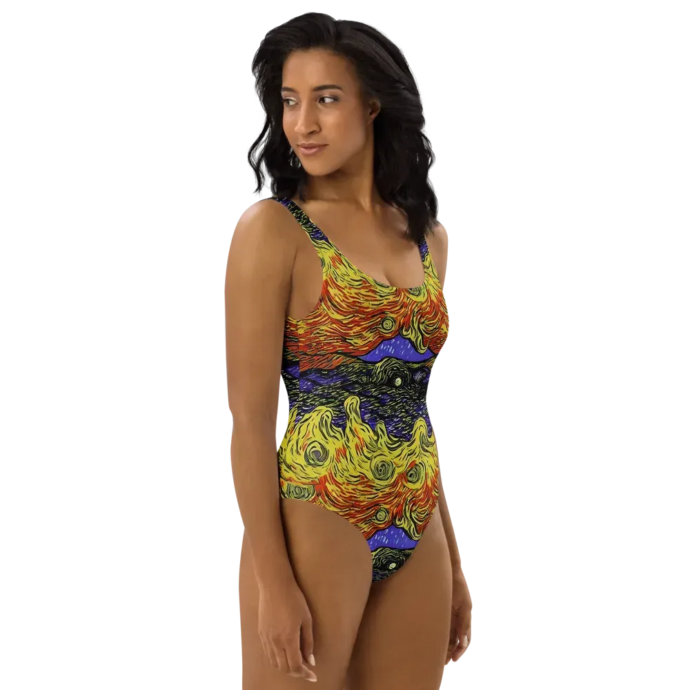 Dancing Solar Flare on One-Piece Swimsuit — Right