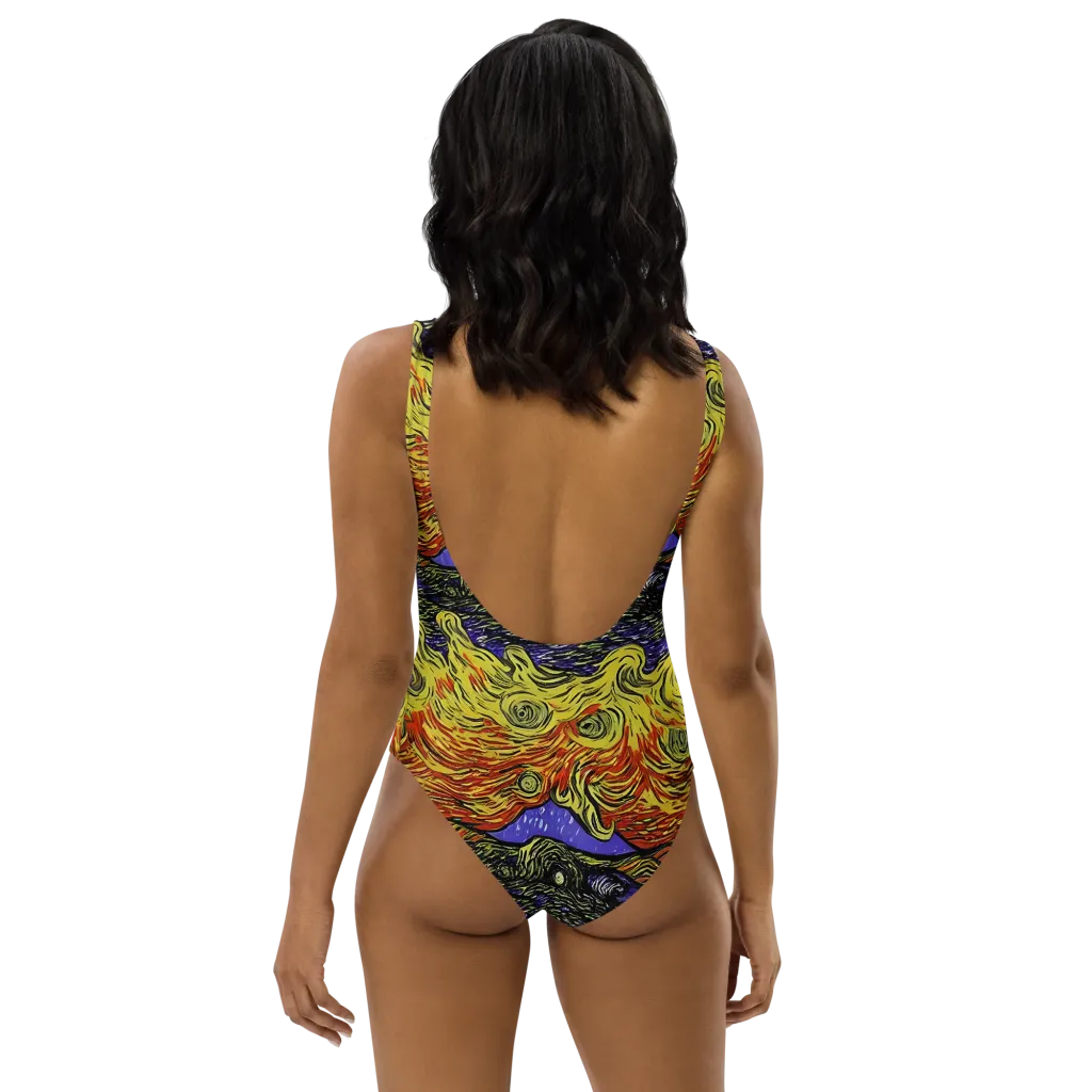 Dancing Solar Flare on One-Piece Swimsuit — Back