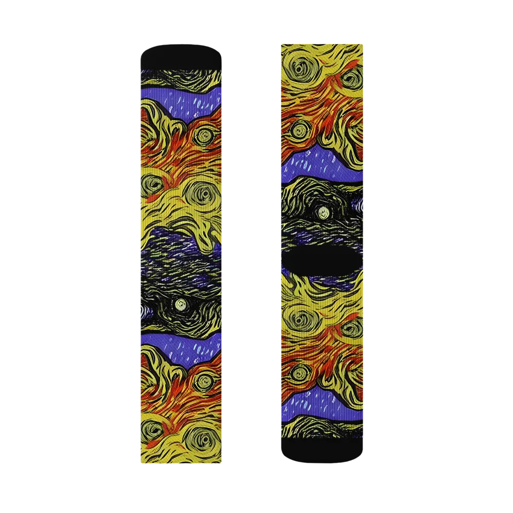 Dancing Solar Flare on Socks — Right Sock