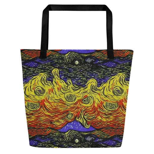 Dancing Solar Flare on a Large Tote Bag W/ Pocket