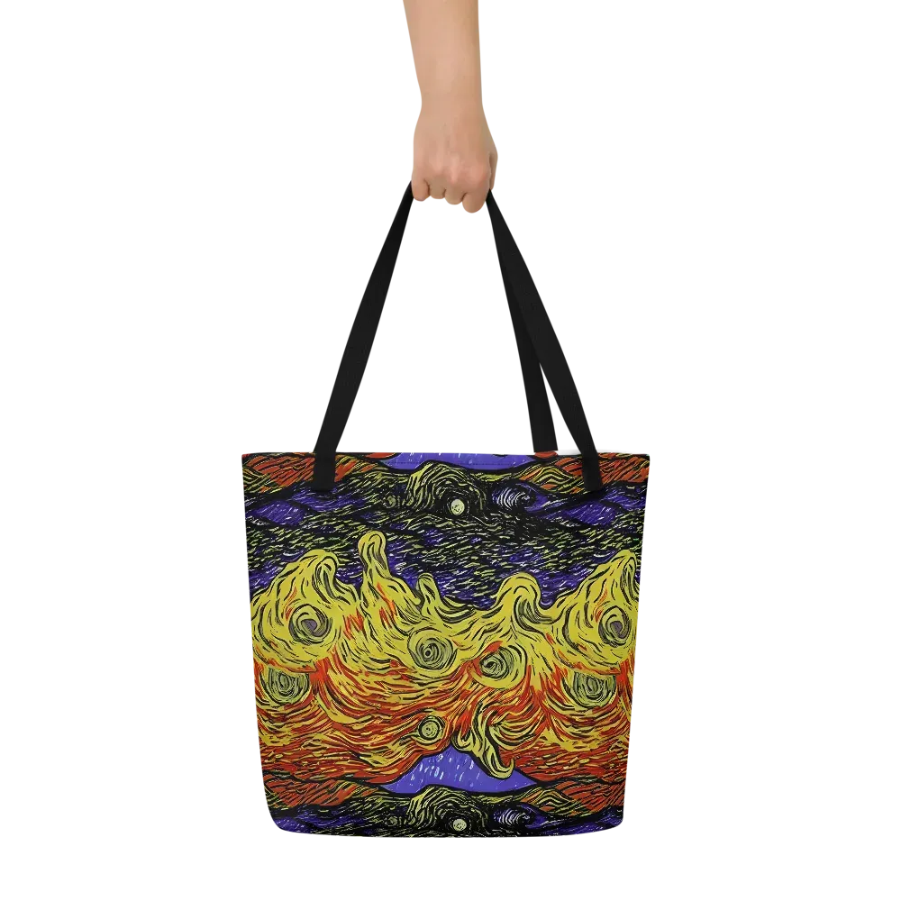 Dancing Solar Flare on Large Tote Bag W/ Pocket — Front