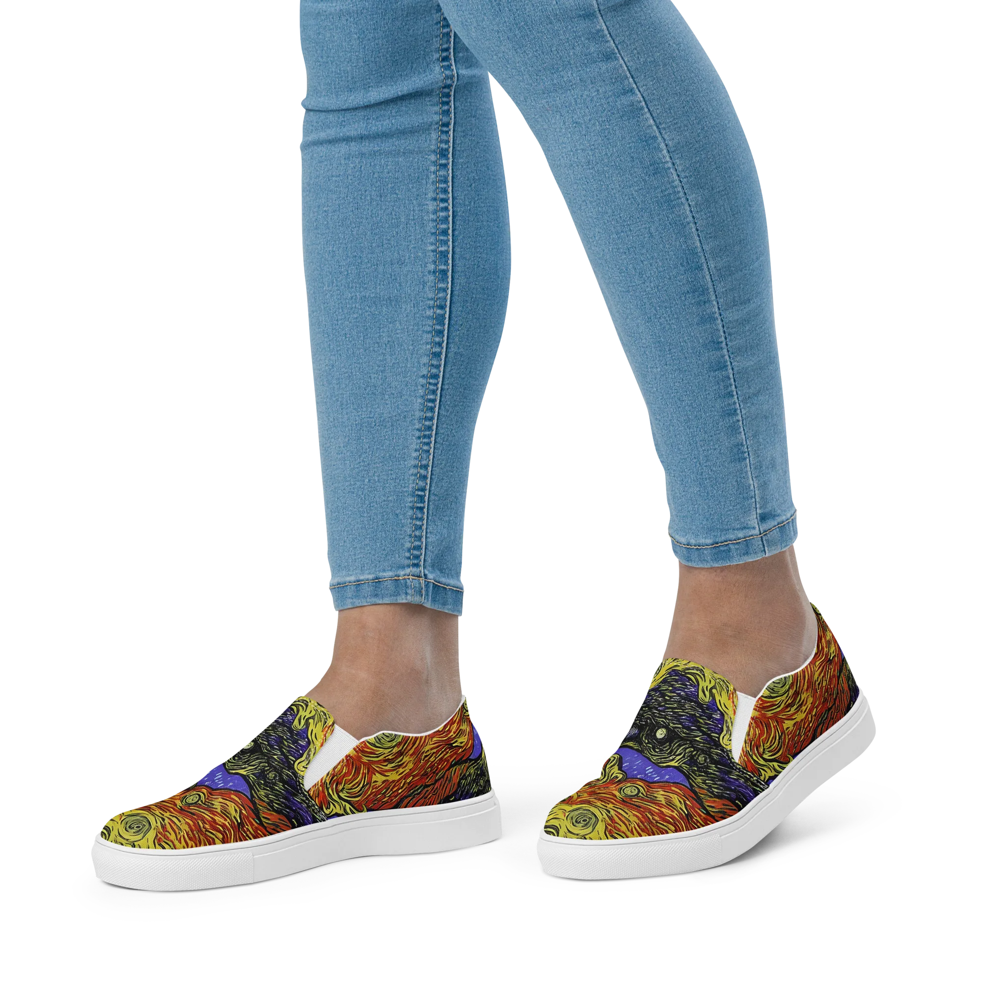 Dancing Solar Flare on Women's Slip-On Canvas Shoes — Front