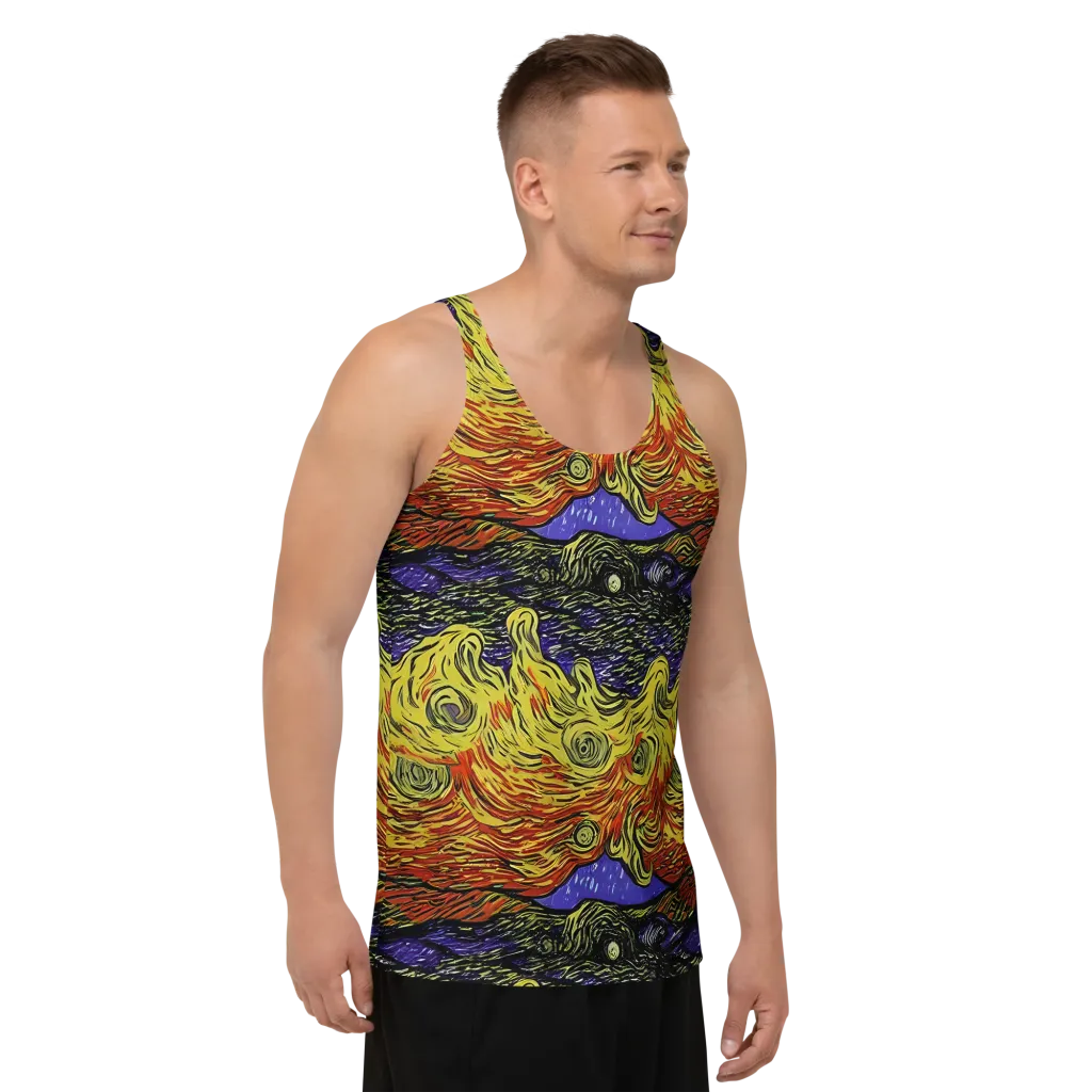 Dancing Solar Flare on Men's Tank Top — Right Front