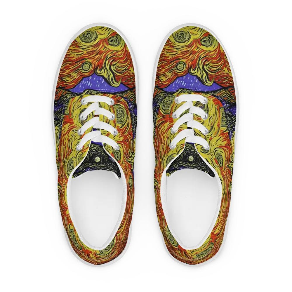 Dancing Solar Flare on Men's Lace-Up Canvas Shoes — Front
