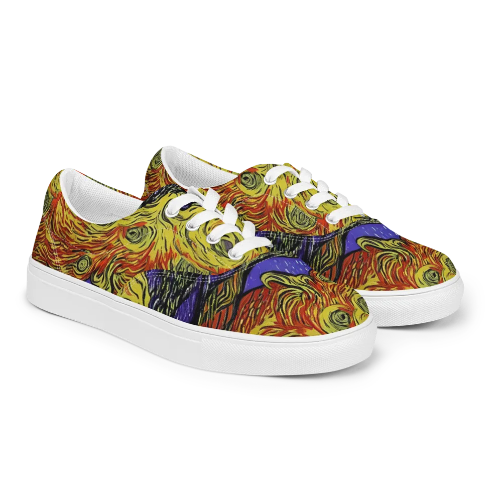 Dancing Solar Flare on Men's Lace-Up Canvas Shoes — Right Front