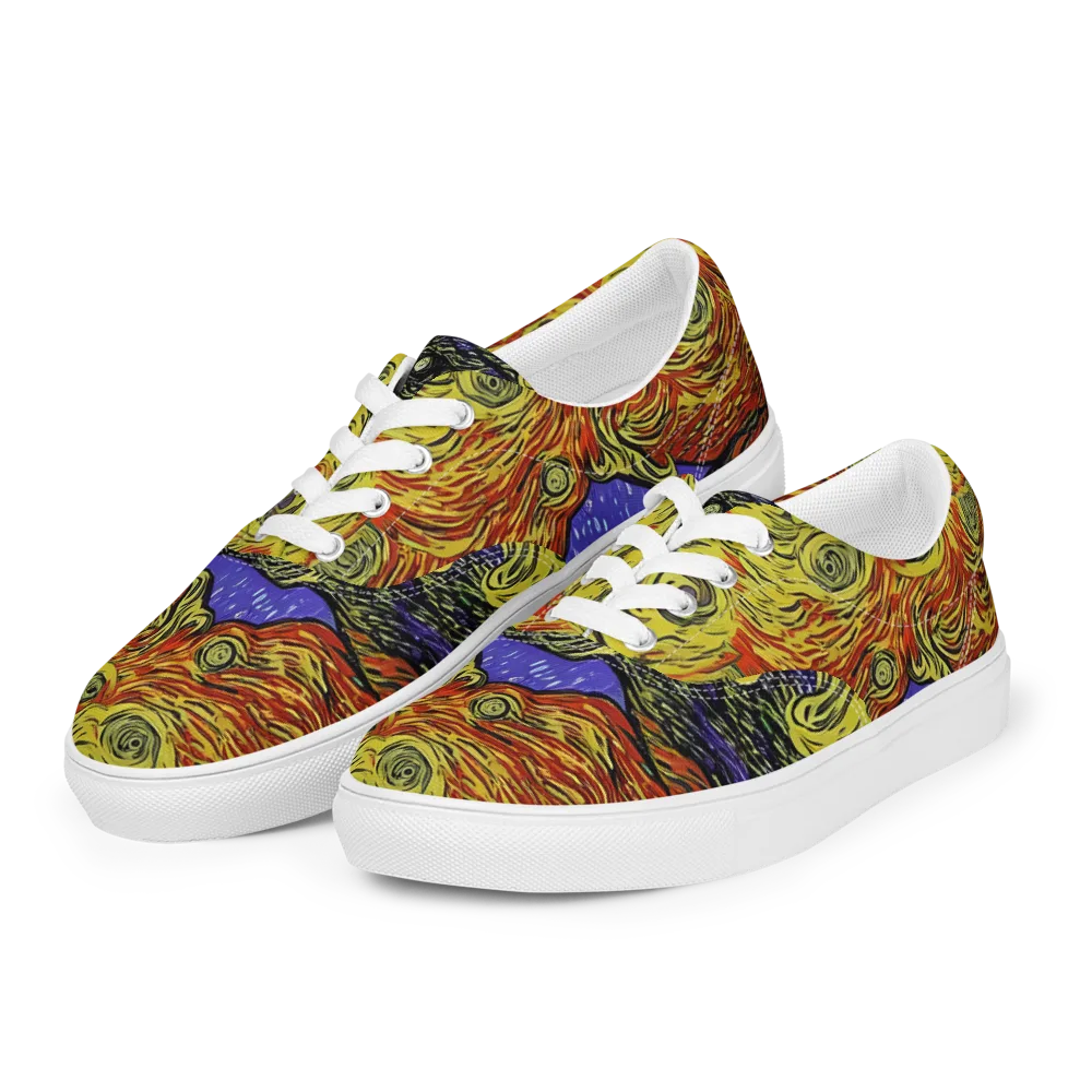Dancing Solar Flare on Men's Lace-Up Canvas Shoes — Left Front
