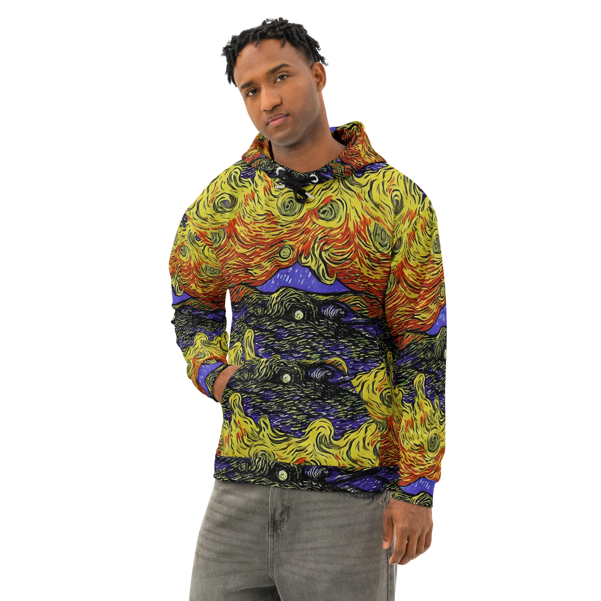 Dancing Solar Flare on Cotton Hoodie — Left Front