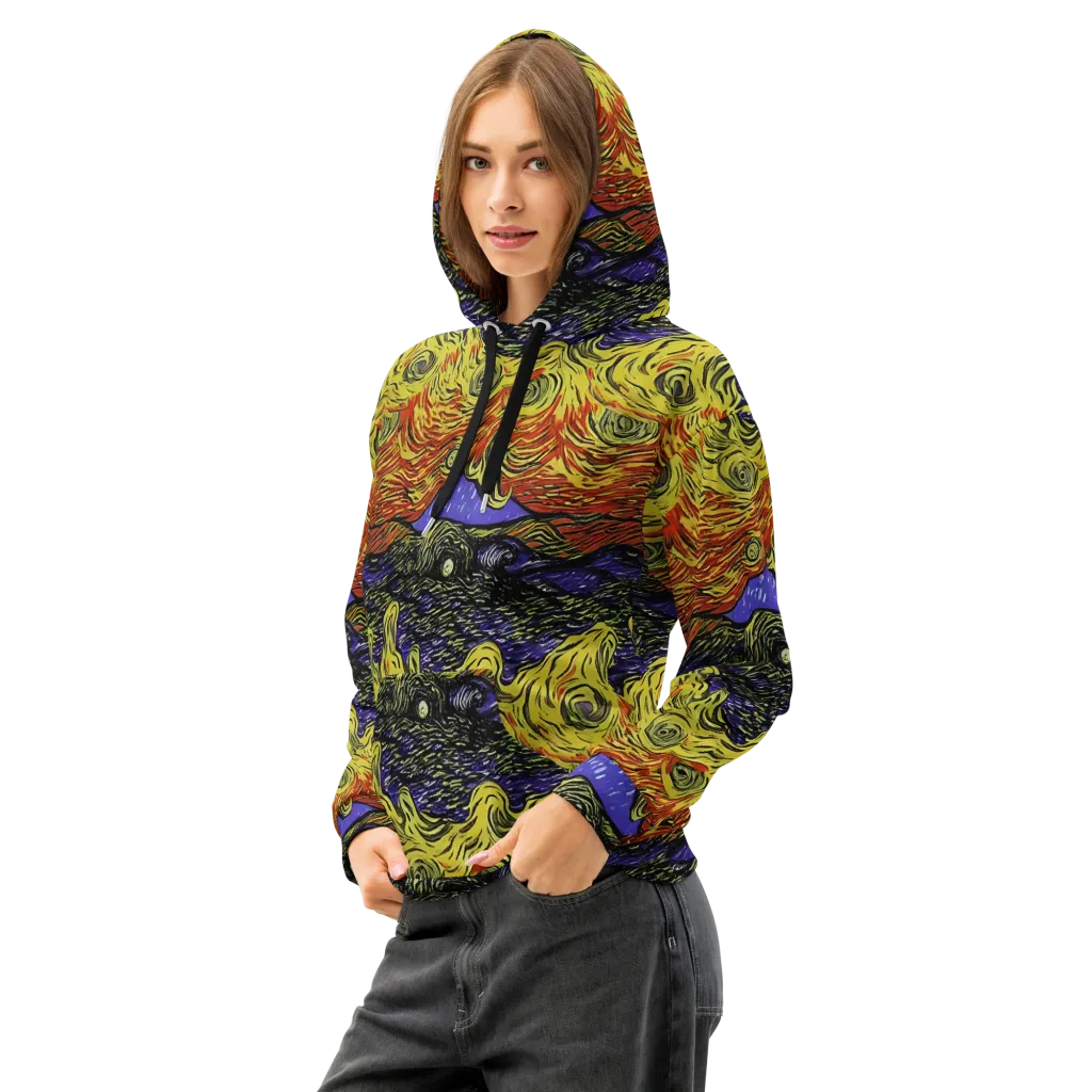 Dancing Solar Flare on Cotton Hoodie — Left Front