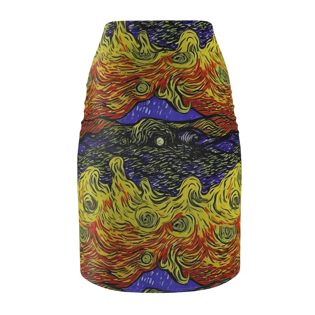 Dancing Solar Flare on Pencil Skirt — Back